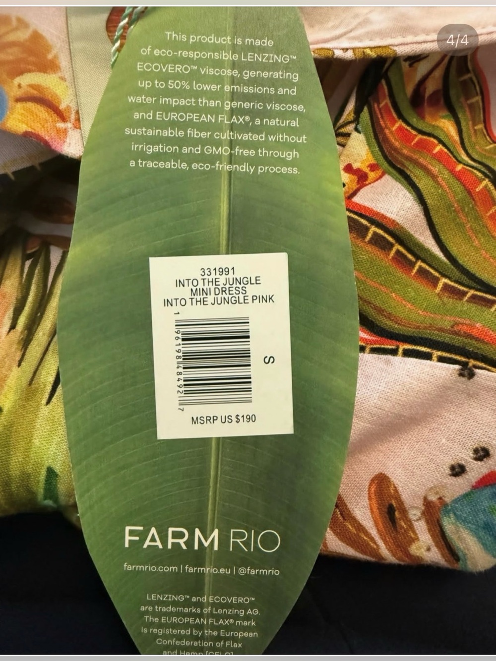 NWOT Farm Rio Tropical Bird Print Wrap Dress - Multicolor “Into the Jungle” Sz S - Picture 4 of 4